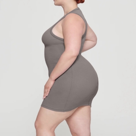 2. NWT SKIMS COTTON RIB TANK DRESS IN SMOKE - Picture 3 of 8
